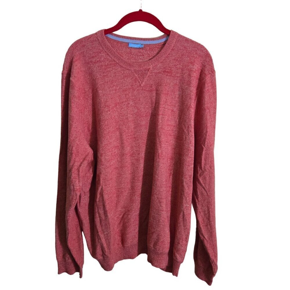 J. McLaughlin Heather Red Luke Sweater 100% Cotton Crewneck Size XL